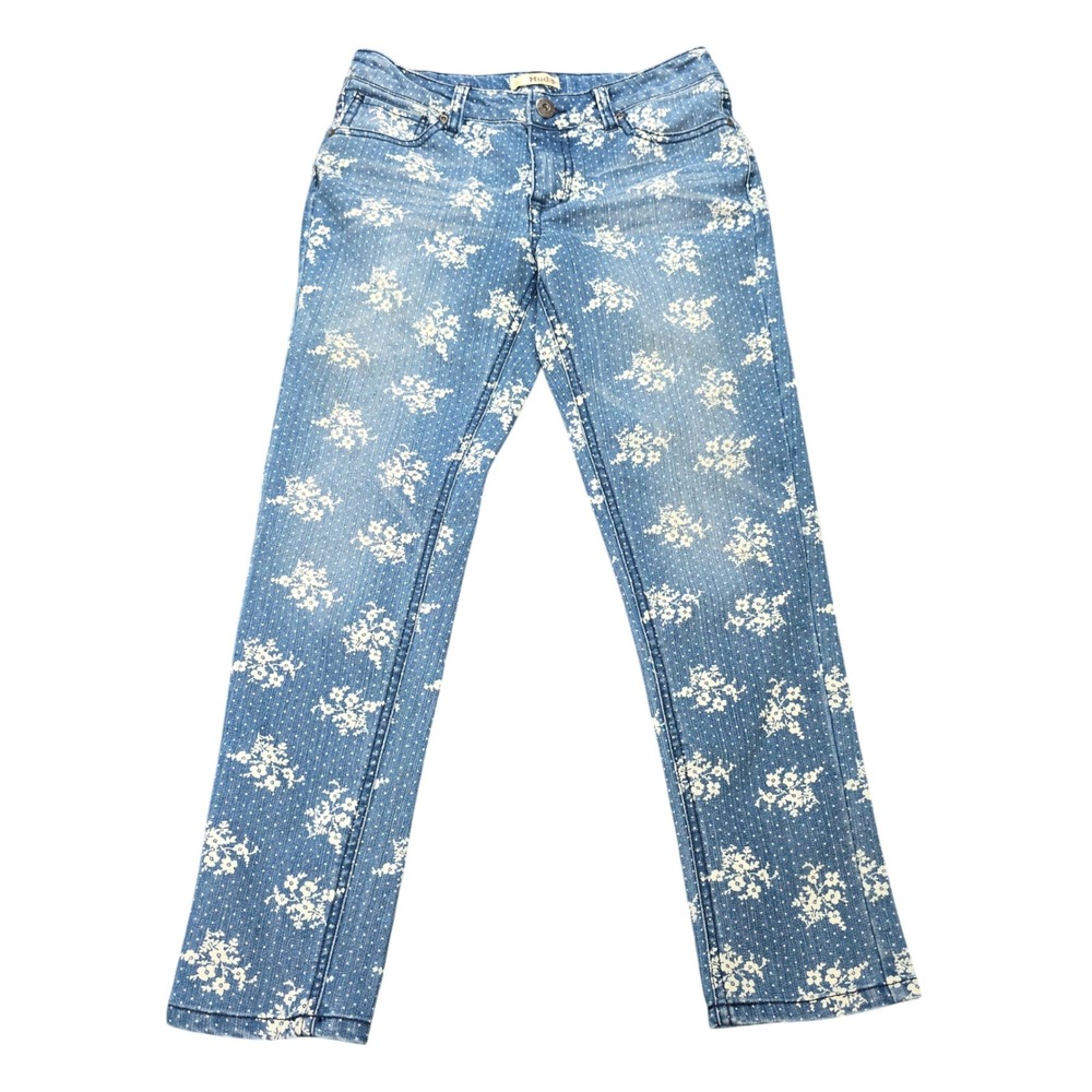 Mudd‎ Floral Polka Dot Jeans Girl's Size 14 Blue Straight Leg Denim NWOT
